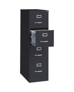 Lorell Fortress 25inD Vertical 4-Drawer File Cabinet, Metal, Black