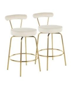 LumiSource Rhonda Counter Stools, Gold/Cream, Set Of 2 Stools