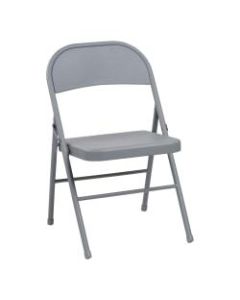 Alera Steel Folding Chairs, Light Gray, Set Of 4 Chairs