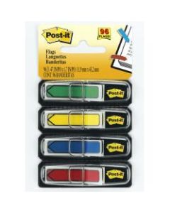 Post-it Notes Arrow Flags, 1/2in, Assorted Primary Colors, 24 Flags Per Pad, Pack Of 4 Pads