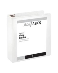 Just Basics Basic View 3-Ring Binder, 3in Round Rings, 41% Recycled, White