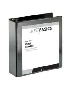 Just Basics Basic View 3-Ring Binder, 3in Round Rings, 41% Recycled, Black