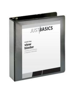 Just Basics Basic View 3-Ring Binder, 2in Round Rings, 41% Recycled, Black