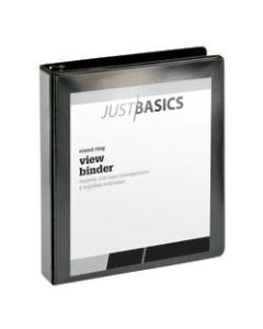 Just Basics Basic View 3-Ring Binder, 1 1/2in Round Rings, 41% Recycled, Black