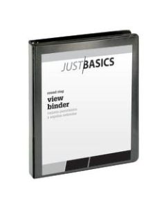 Just Basics Basic View 3-Ring Binder, 1in Round Rings, 41% Recycled, Black