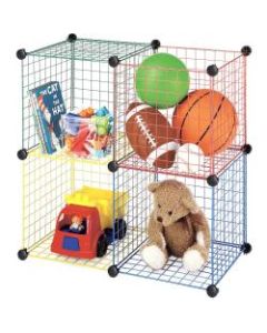 Whitmor Storage Rack - 14.5in Width x 14.5in Depth x 14.5in Length - Interlockable, Stackable - Red, Blue, Green, Yellow - Steel, Plastic - 1