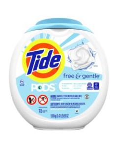 Tide Free & Gentle Laundry Detergent Pods, 0.88 Oz Pod, Case Of 72