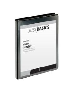 Just Basics Basic View 3-Ring Binder, 1/2in Round Rings, 41% Recycled, Black