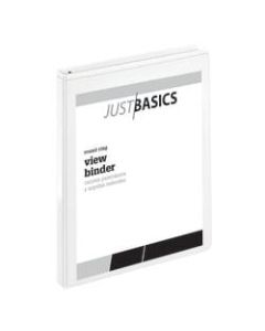Just Basics Basic View 3-Ring Binder, 1/2in Round Rings, 41% Recycled, White