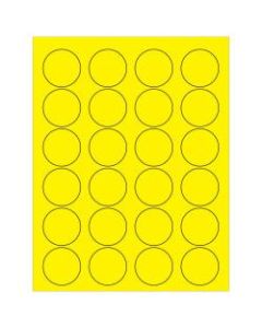 Office Depot Brand Labels, LL193YE, Circle, 1 5/8in, Fluorescent Yellow, Case Of 2,400