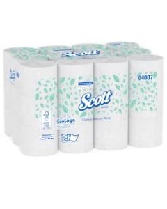 Scott 2-Ply Toilet Paper, 65% Recycled, 1000 Sheets Per Roll, Pack Of 36 Rolls