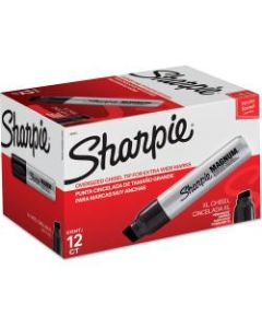 Sharpie Magnum Permanent Markers, Chisel Tip, Silver Barrel, Black Ink, Set Of 6 Markers