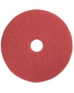 Genuine Joe Red Buffing Floor Pad - 16in Diameter - 5/Carton x 16in Diameter x 1in Thickness - Fiber - Red