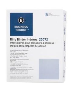 Business Source 3-Ring 5-Tab Erasable Tab Indexes - 5 Write-on Tab(s)2in Tab Width - 8.5in Divider Width x 11in Divider Length - Letter - 3 Hole Punched - White Divider - Mylar Tab(s) - 5 / Set