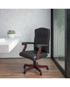 Flash Furniture Martha Washington Bonded LeatherSoft High-Back Swivel Office Chair, Black/Burgundy