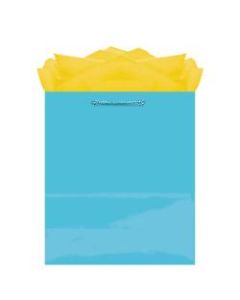 Amscan Glossy Medium Gift Bags, 9-1/2inH x 7-3/4inW x 4-1/2inD, Caribbean Blue, Pack Of 10 Bags