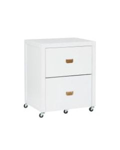 Linon Ari 22inW Lateral 2-Drawer Mobile File Cabinet, White/Gold