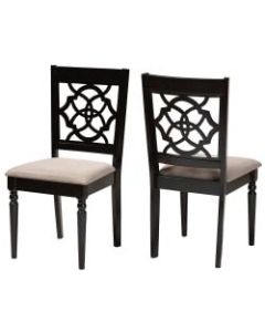 Baxton Studio Renaud Dining Chairs, Sand/Dark Brown, Set Of 2 Chairs