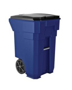 Suncast Commercial Wheeled Square HDPE Trash Can, 65 Gallons, 40-7/8inH x 27inW x 31-1/4inD, Blue