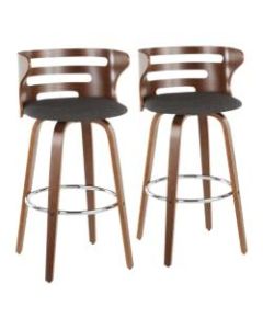 LumiSource Cosini Bar Stools, Charcoal Seat/Walnut Frame, Set of 2 Stools