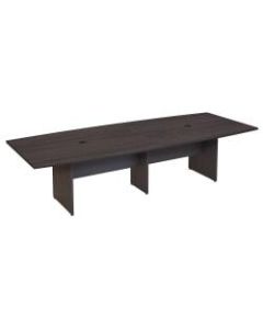 Bush Business Furniture 120inW x 48inD Boat Shaped Conference Table with Wood Base, Storm Gray, Standard Delivery