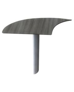 Mayline Medina - Curved Desk Extension - 1in Work Surface, 28in x 47in x 29.5in - Beveled Edge - Material: Steel, Polyvinyl Chloride (PVC) Edge - Finish: Gray, Laminate, Silver Base