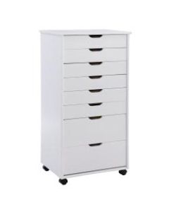 Linon Home Decor Products Casimer 8-Drawer Rolling Home Office Storage Cart, White