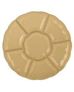 Amscan Scalloped Sectional Chip N Dip Trays, 16in, Gold, Pack Of 3 Trays