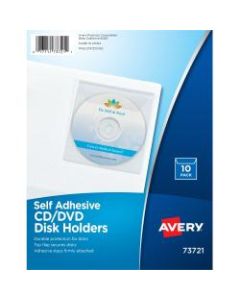 Avery Self-Adhesive CD/DVD/Zip Disk Pockets, Clear, Pack Of 10