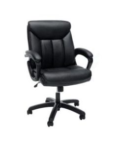 Essentials By OFM Ergonomic Bonded Leather Mid-Back Chair, Black