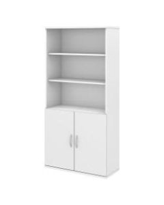 Bush Business Furniture Studio C 5 Shelf Bookcase with Doors, White, Standard Delivery