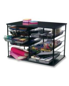 Rubbermaid 12-Compartment Desktop Organizer, 16 7/16inH x 29 1/8inW x 7 1/8inD, Black