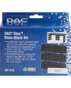 DAC Stax Monitor Riser Blocks - 1.3in Height x 6in Width x 1.5in Depth - Black