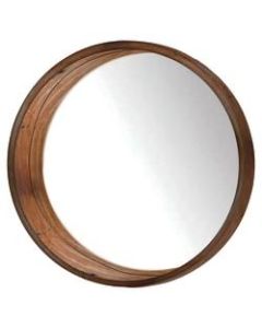 PTM Images Framed Mirror, Round Wall, 24inH x 24inW, Natural Brown