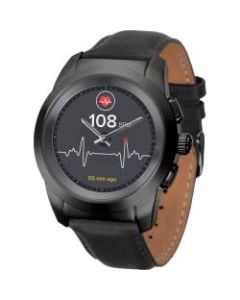MyKronoz ZeTime Premium Hybrid Smartwatch, Petite, Brushed Titanium/Black Flat Leather, KRZT1PP-BTI-BKLEA