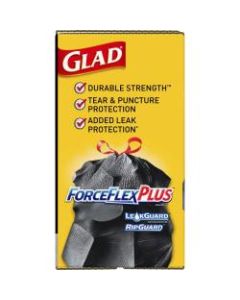 Glad ForceFlex Tall Kitchen Trash Bags - 30 gal - 1.05 mil (27 Micron) Thickness - Black - 9800/Pallet - 70 Per Box - Kitchen, Outdoor, Commercial, Office