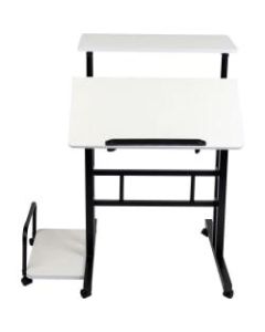 Mind Reader 27inW Mobile Sitting/Standing Desk, White/Black