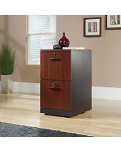 Sauder Via 19-1/2inD Vertical 2-Drawer Pedestal File Cabinet, Classic Cherry/Soft Black