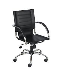 Safco Flaunt Bonded Leather Mid-Back Chair, Chrome/Black