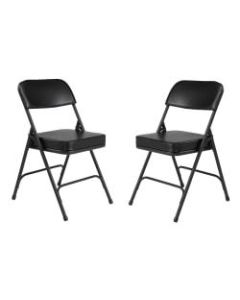 National Public Seating Vinyl-Upholstered Folding Chairs, Black, Set Of 2 Chairs