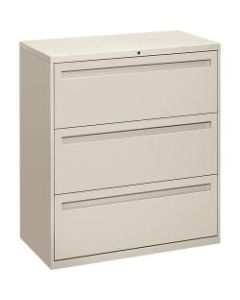HON Brigade 700 36inW Lateral 3-Drawer File Cabinet, Metal, Light Gray