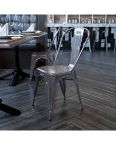 Flash Furniture Metal Indoor Vertical-Slat Stackable Chair, Gray