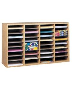 Safco Adjustable Wood Literature Organizer, 24inH x 39-3/8inW x 11-3/4inD, 36 Compartments, Oak