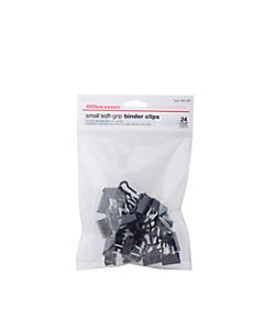 Office Depot Brand Binder Clips, Small, 3/4in Wide, 3/8in Capacity, Black, Pack Of 24