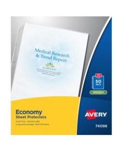 Avery Sheet Protectors, Letter Size, Economy, 8 1/2in x 11in, Clear, Pack Of 50