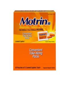Motrin IB, Ibuprofen 200mg Tablets for Pain & Fever, 2 Tablets per Packet, 50 Packets per Box