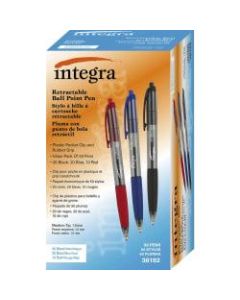 Integra Retractable Ballpoint Pens, Medium Point, 1.0 mm, Assorted Ink Colors, Pack Of 50 Pens