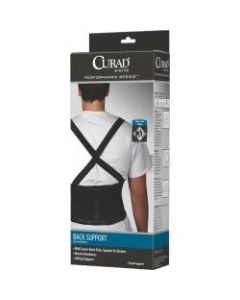 CURAD Back Support With Suspenders, Large, Black, Pack Of 4