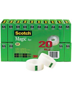 Scotch Magic Invisible Tape, 3/4in x 1000in, Clear, Pack of 20 rolls