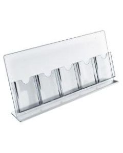 Azar Displays Slant-Back Brochure Holders, 5 Pocket, 8 1/2inH x 22inW x 4inD, Clear, Pack Of 2 Holders